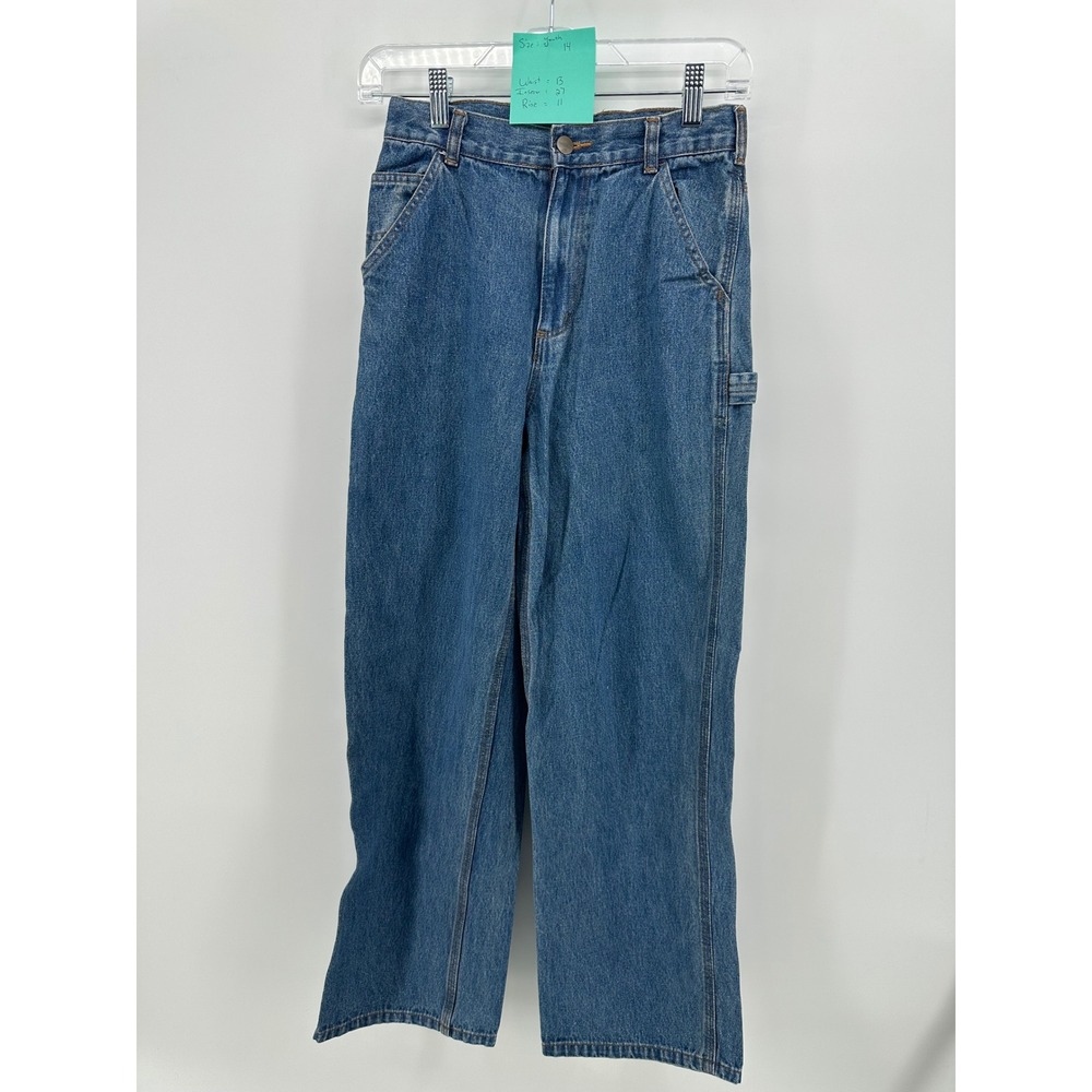 Carhartt Kids Blue‎ Denim Carpenter Jeans Adjustable Waist Size 14 Medium Wash